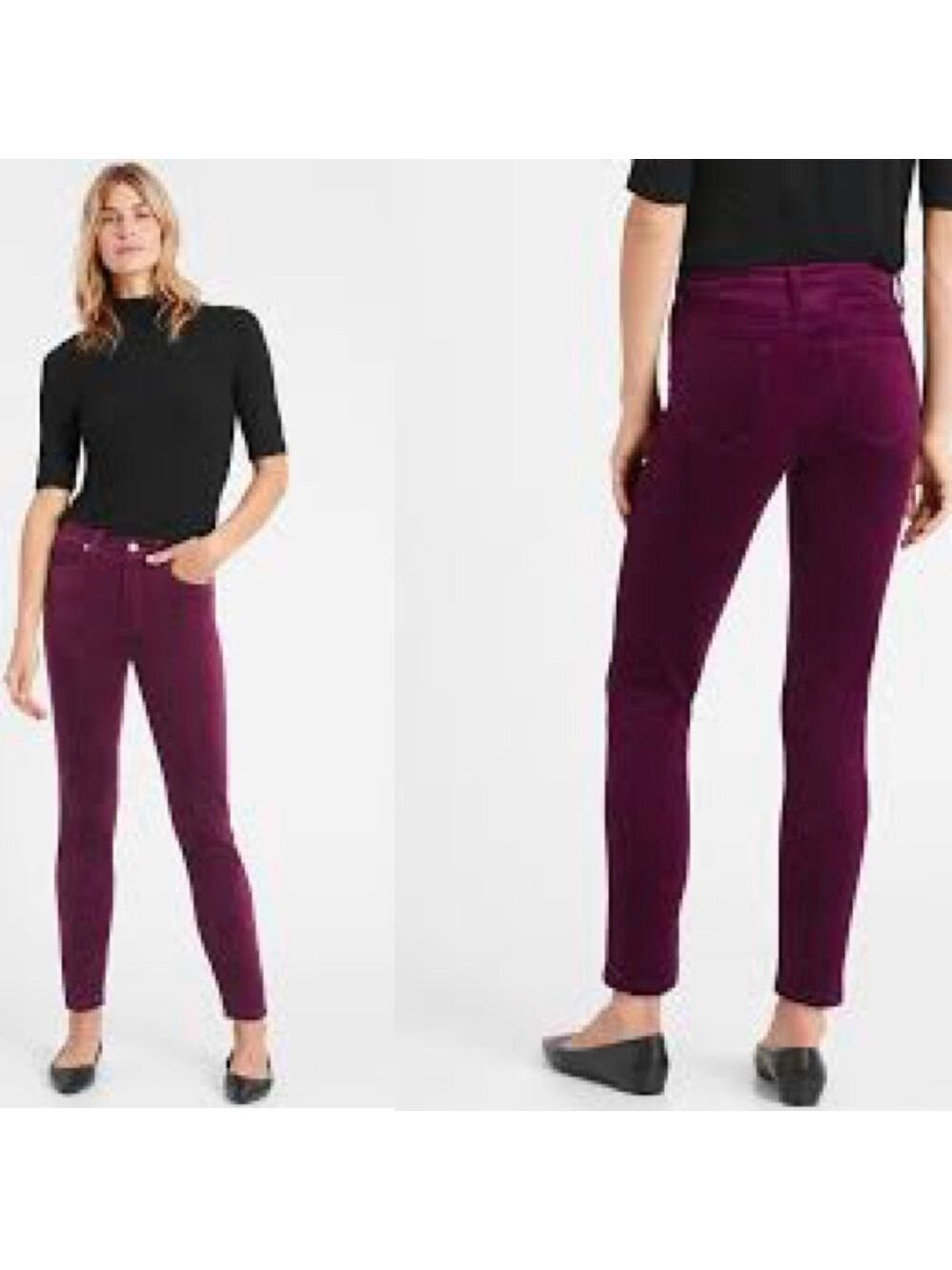 Banana Republic Purple premium denim high-rise skinny corduroy slim pants Sz 28